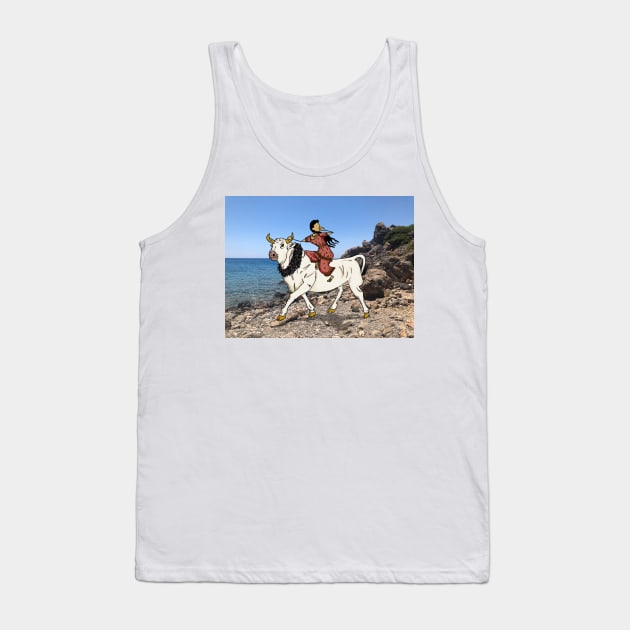 Europa, Princess of Tyre, Mother of Minos - and the Bull Zeus - leaving Crete Tank Top by GreekMythComix